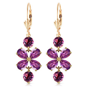 14K. SOLID GOLD CHANDELIERS EARRING WITH AMETHYSTS (Yellow Gold)